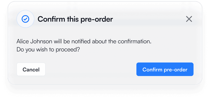 confirm pre-order