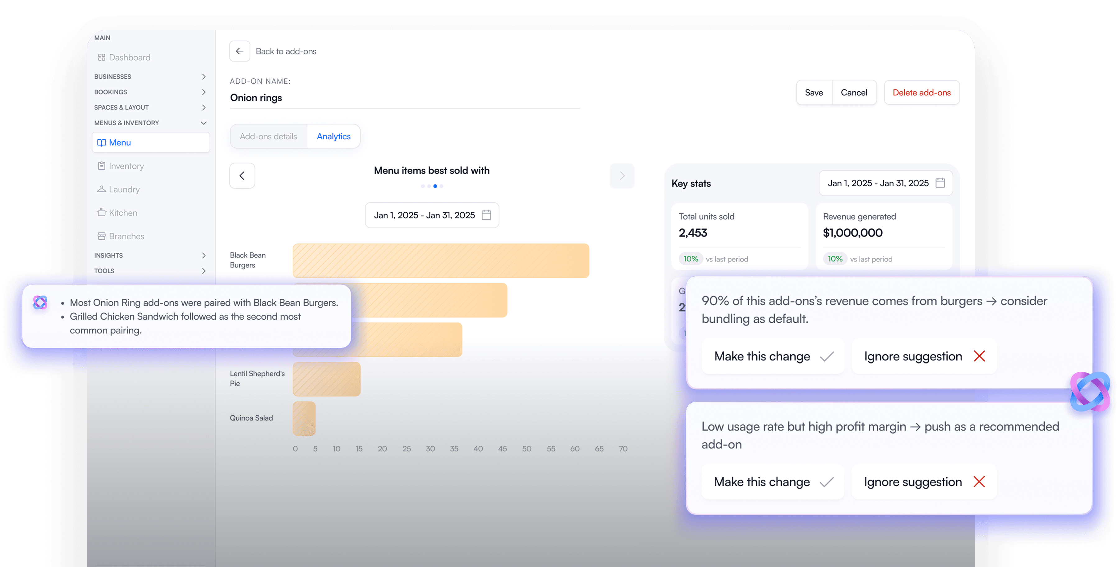 Predict stock usage, prevent shortages, and trigger automated reorders based on real sales patterns.